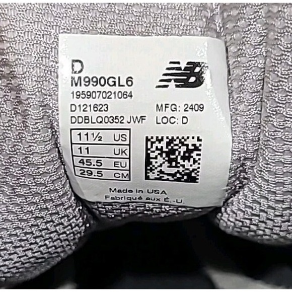 New Balance 990 V6 Gray M990GL6 USA Men's US 11.5 Uk 11 MADE IN USA - Picture 13 of 13